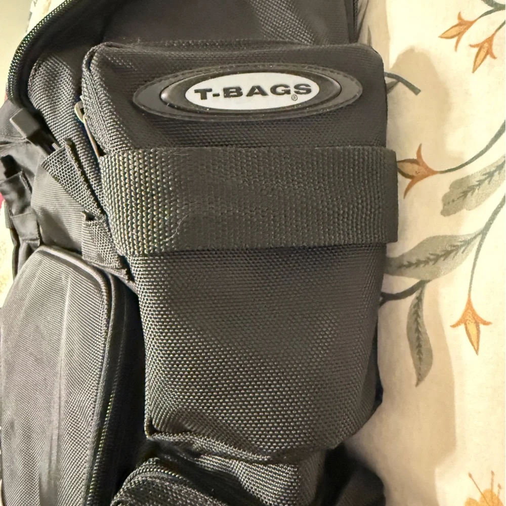 T-Bags Black Canvas Moto Backpack‎
